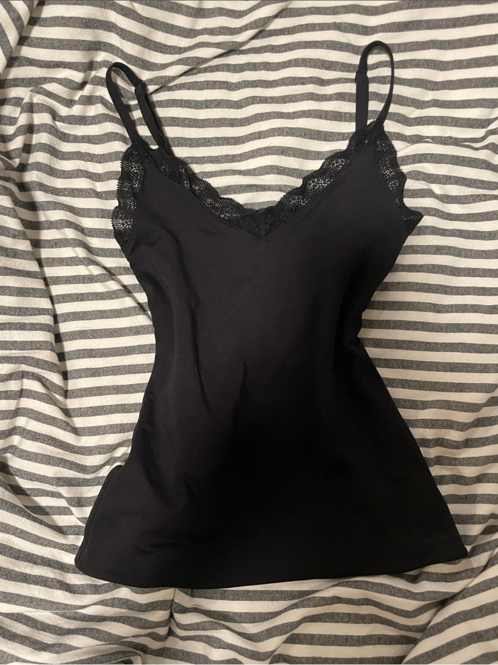 Aritzia Contour Black Lace-Trim Camisole Tank Top